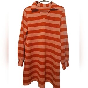 Retro Pink And Red Striped Dress
